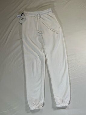 Sunday Best White Drawstring Joggers